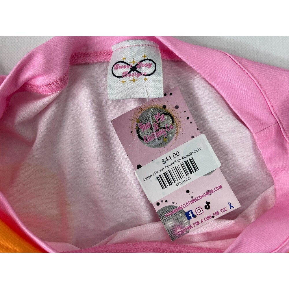 Flower Power Women Large Shirt Pink Multi Color Floral Pattern Casual NWT - Picture 6 of 8